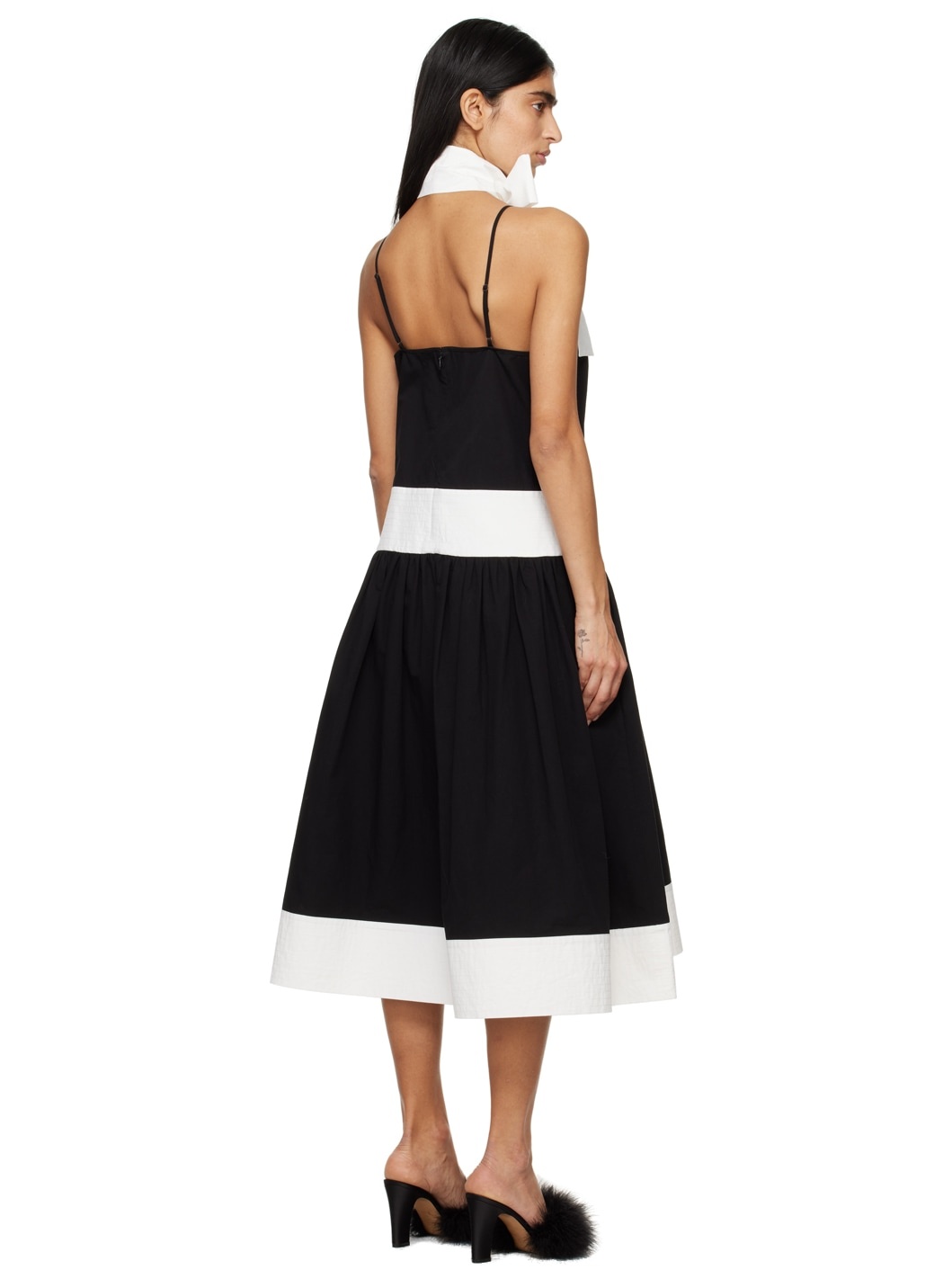 Black Bicolor Midi Dress - 3