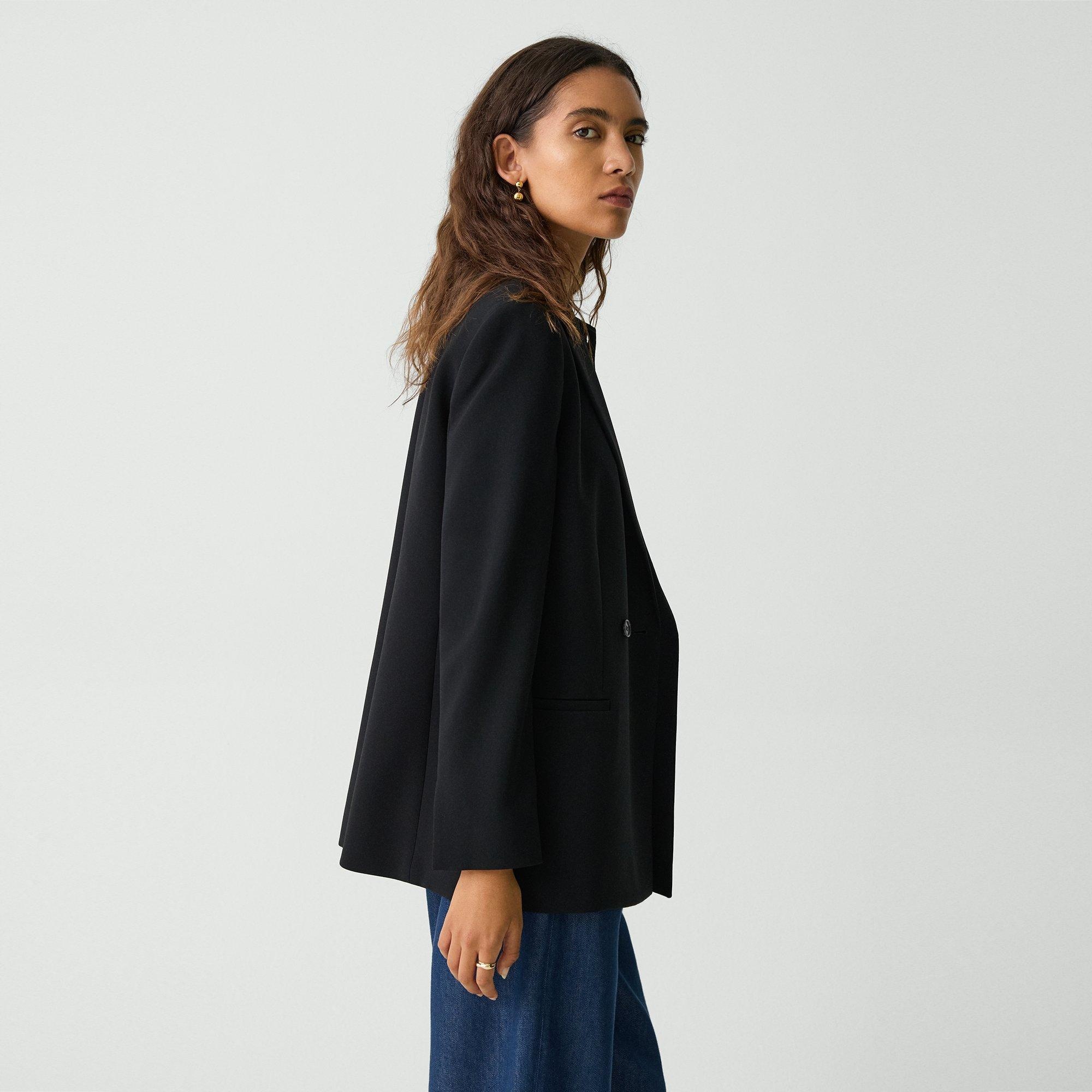 Relaxed Double-Breasted Blazer in Admiral Crepe - 3