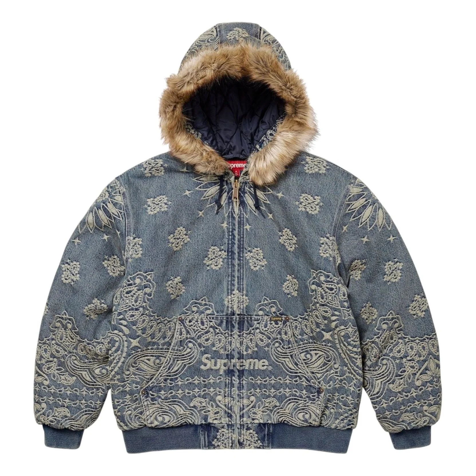 Supreme Bandana Jacquard Denim Hooded Work Jacket 'Blue' SS25J42-BLUE - 1