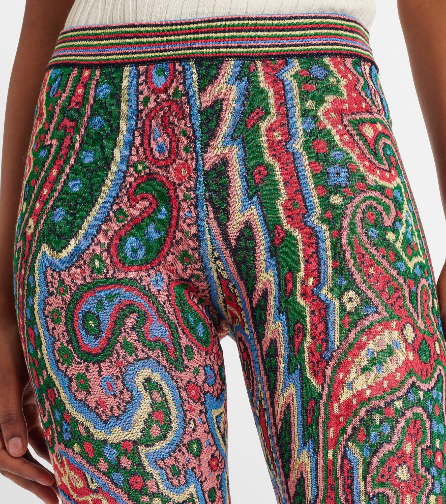 Knitted paisley jacquard flared pants - 4