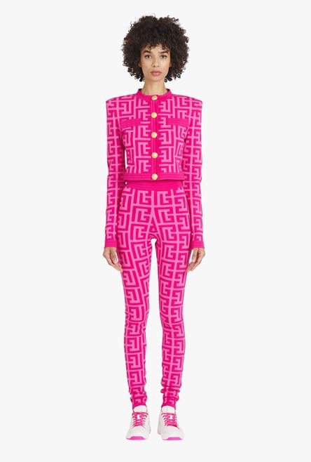 Balmain x Barbie - Knit cardigan with light pink Balmain monogram - 4