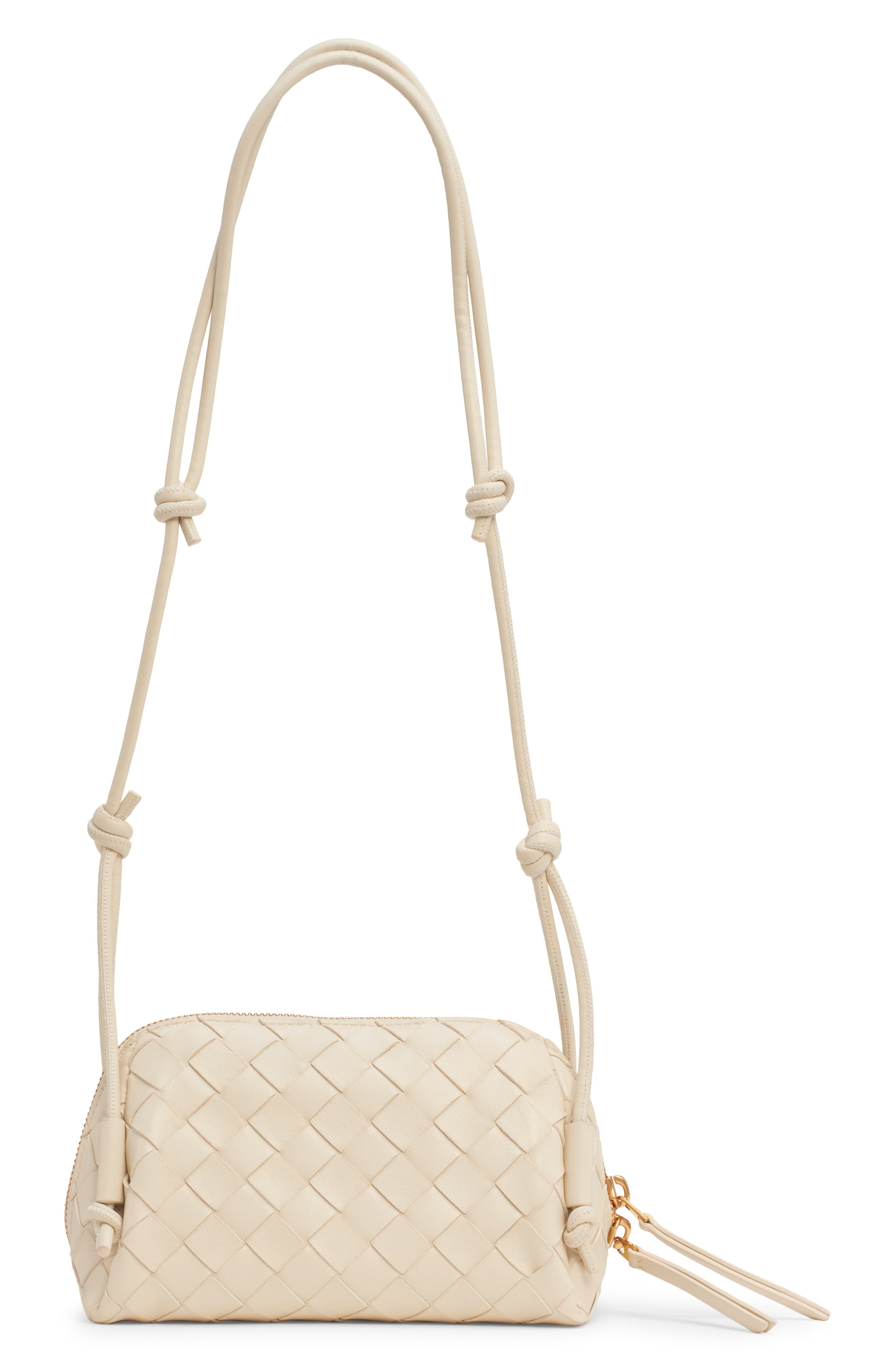 Bottega Veneta Mini Concert Intrecciato Leather Crossbody Bag in 9197 Sea Salt-Gold at Nordstrom - 1