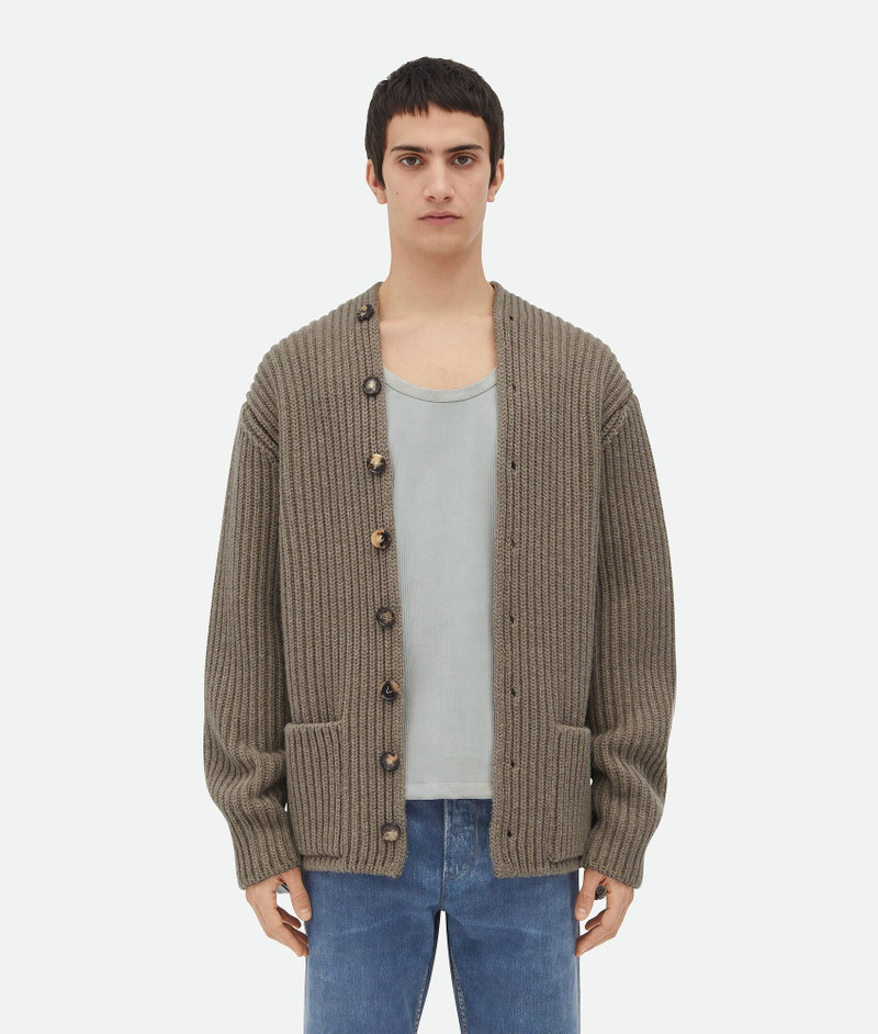 Wool And Cashmere English Rib Cardigan - 1