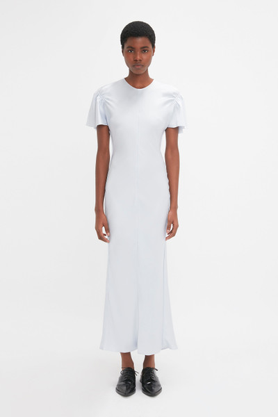 Victoria Beckham Gathered Sleeve Midi Dress In Ice outlook