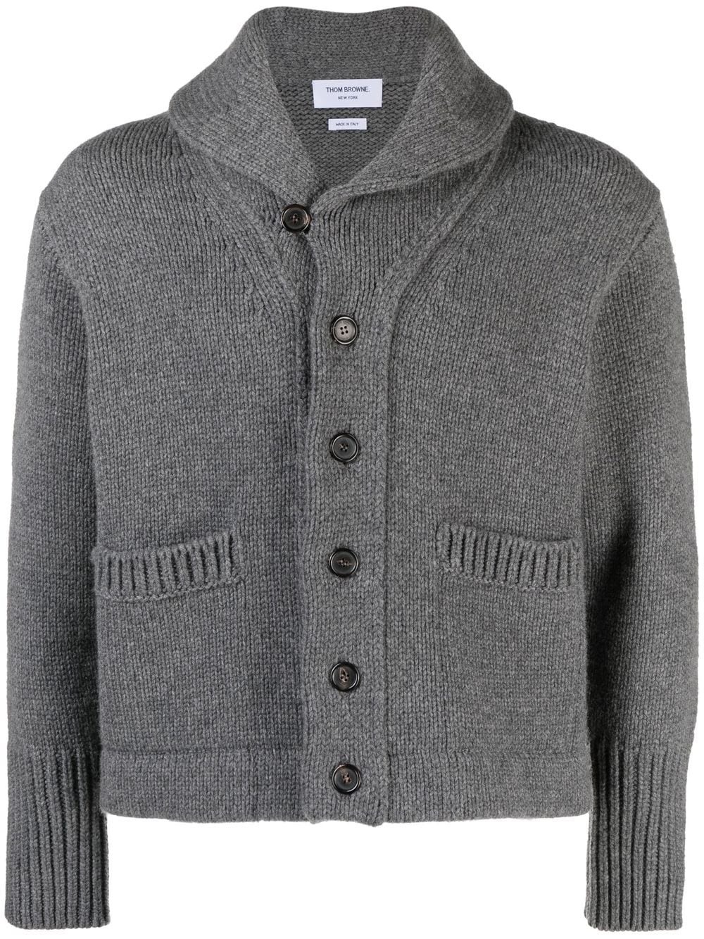 shawl-collar knit cardigan - 1