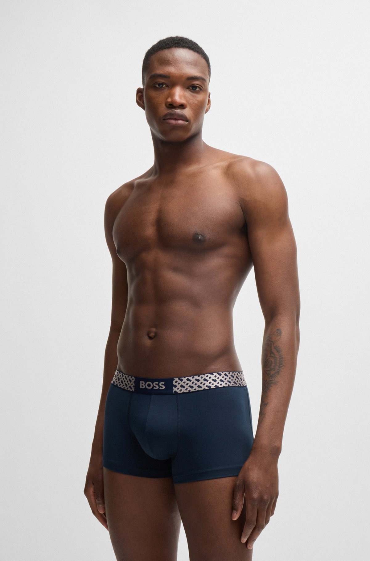 THREE-PACK OF STRETCH-COTTON TRUNKS WITH MONOGRAM WAISTBANDS - 2