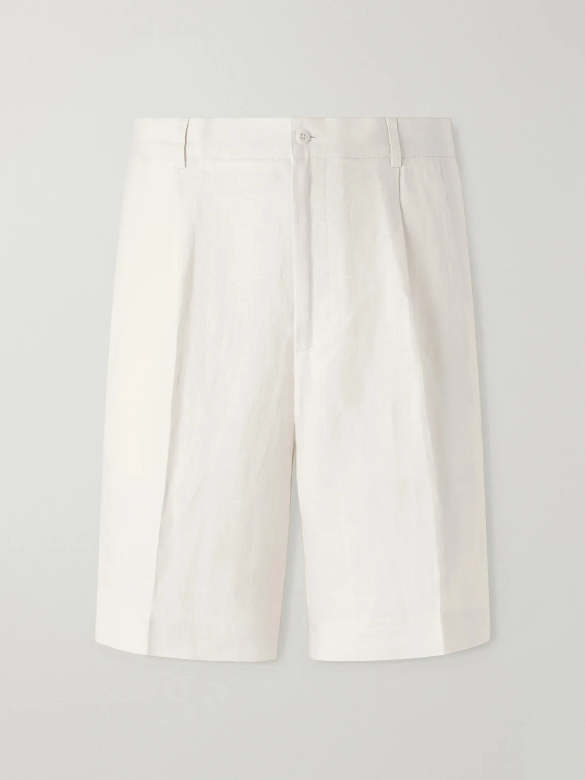 Straight-Leg Pleated Cotton Shorts - 1