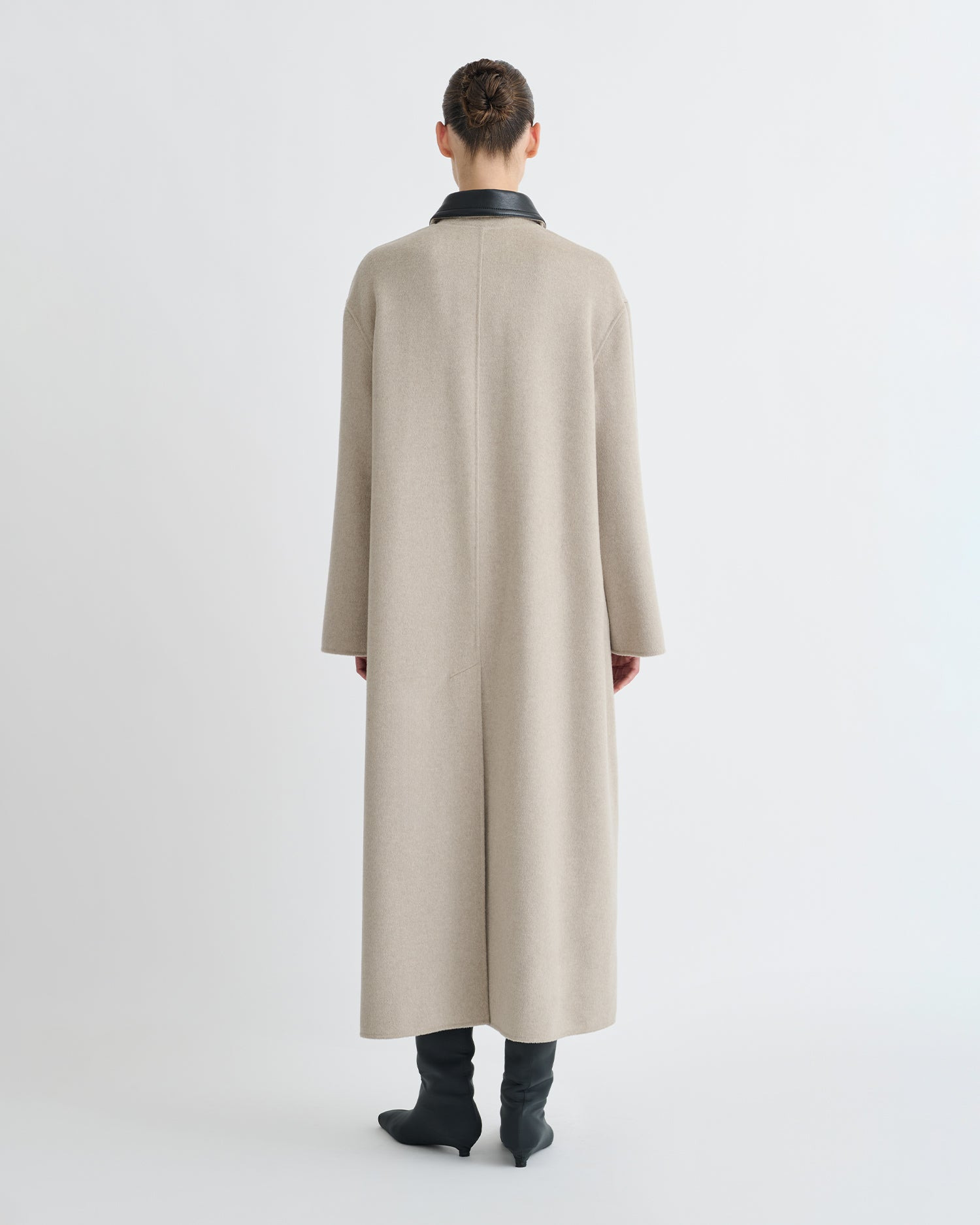 Double Wool/Regen Leather Coat - 3