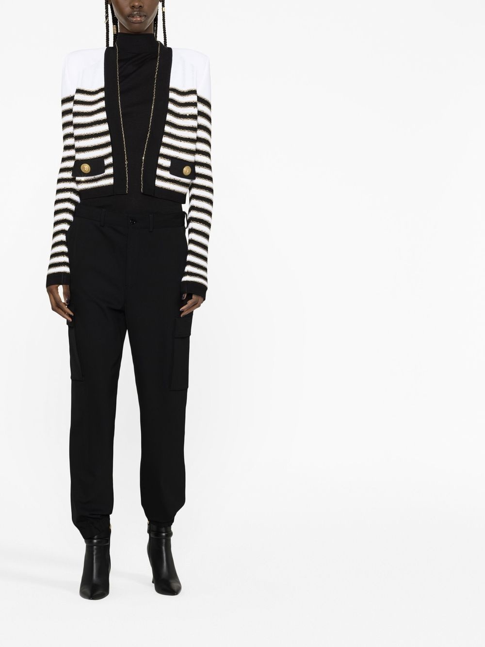 striped cropped jacket - 2
