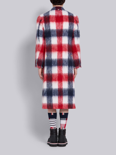 Thom Browne Tricolor Mohair Buffalo Check Long Chesterfield Overcoat outlook