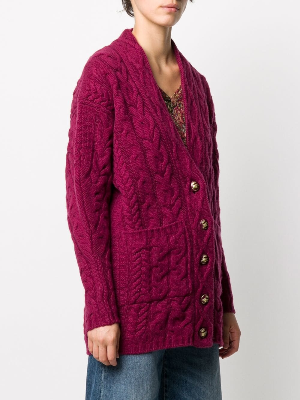 oversized cable-knit cardigan - 3