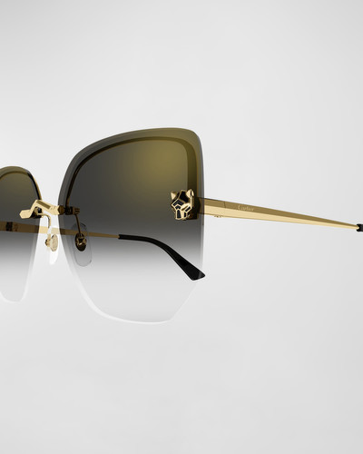 Cartier Panther Rimless Metal Alloy Butterfly Sunglasses outlook
