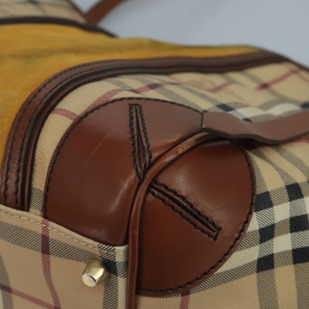 Burberry Nova Check Shoulder Bag Pvc Suede Beige Brown Gold - 9