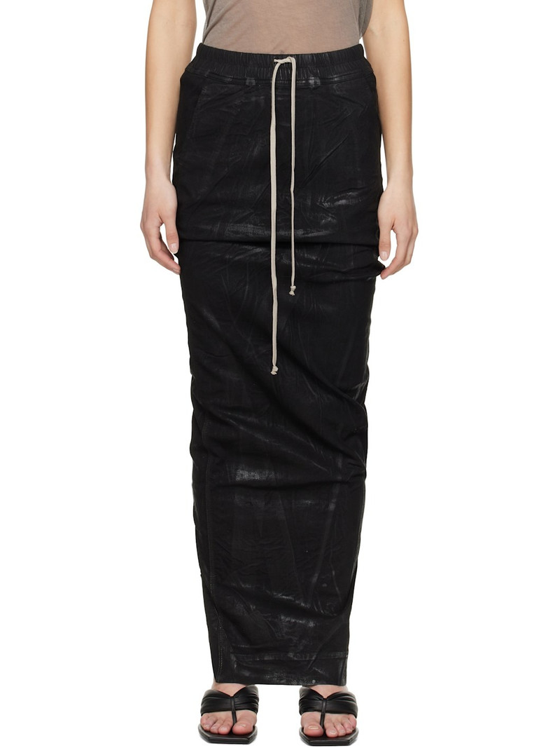 Black Pull On Pillar Denim Maxi Skirt 1