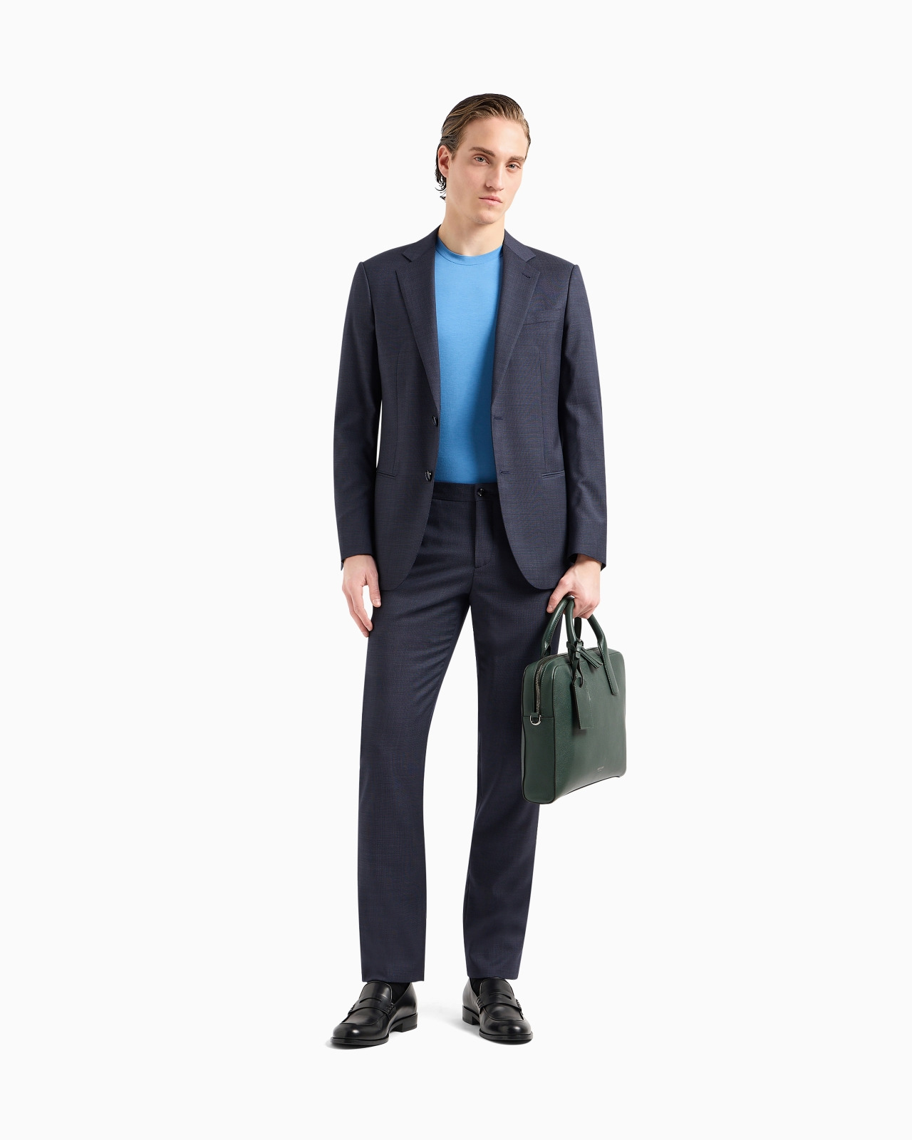 Crew-neck short-sleeved T-shirt in stretch viscose jersey - 2