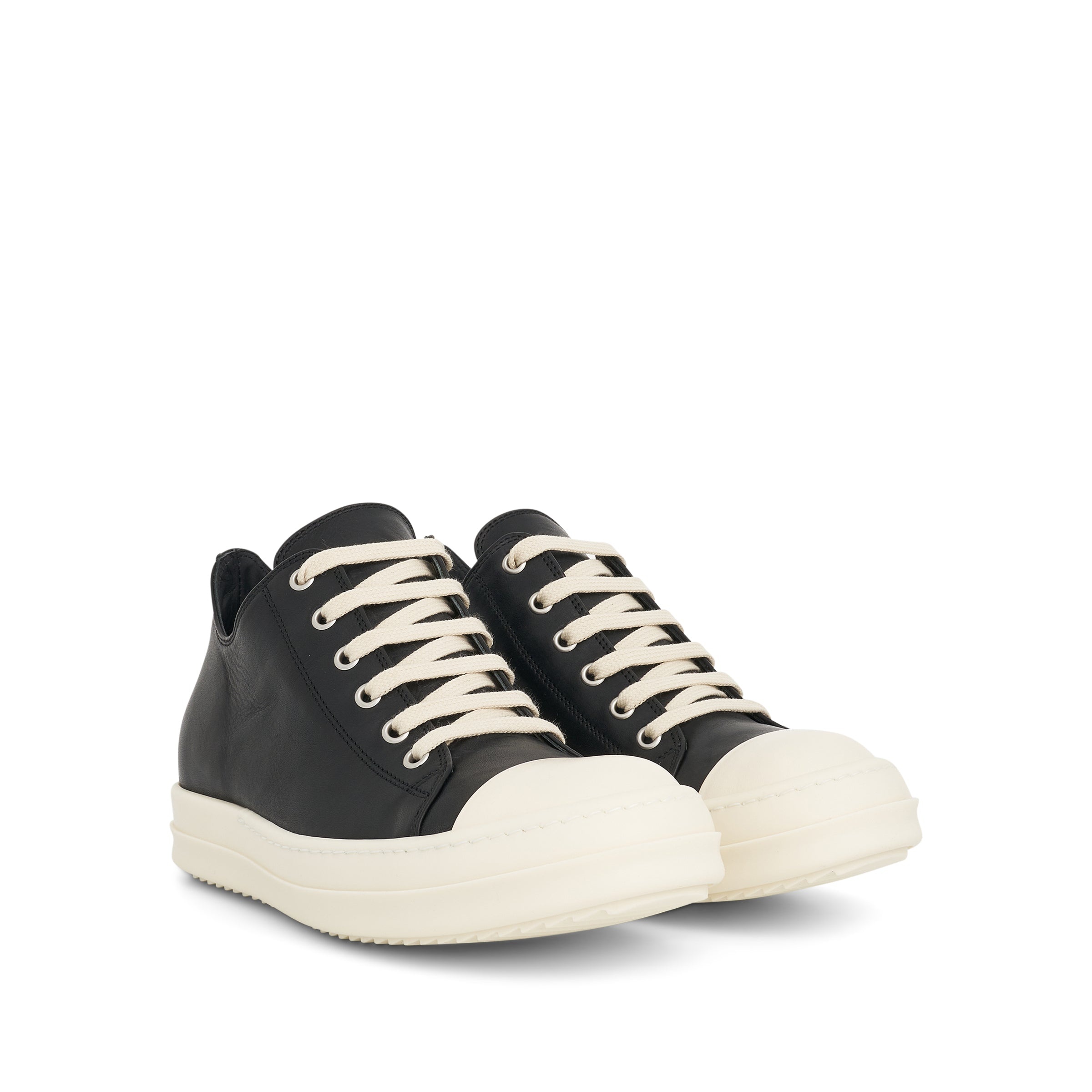 Washed Calf Low Top Sneaker in Black/Milk - 2