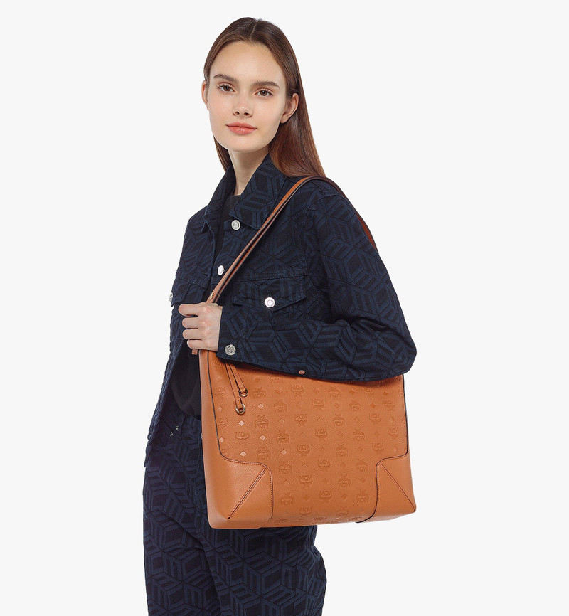 MCM Aren Hobo in Embossed Monogram Leather outlook