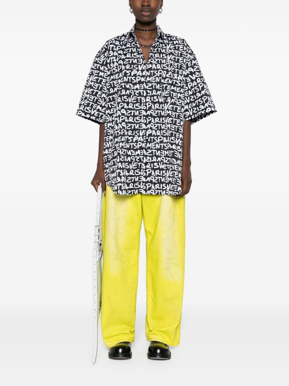 logo-print cotton shirt - 3