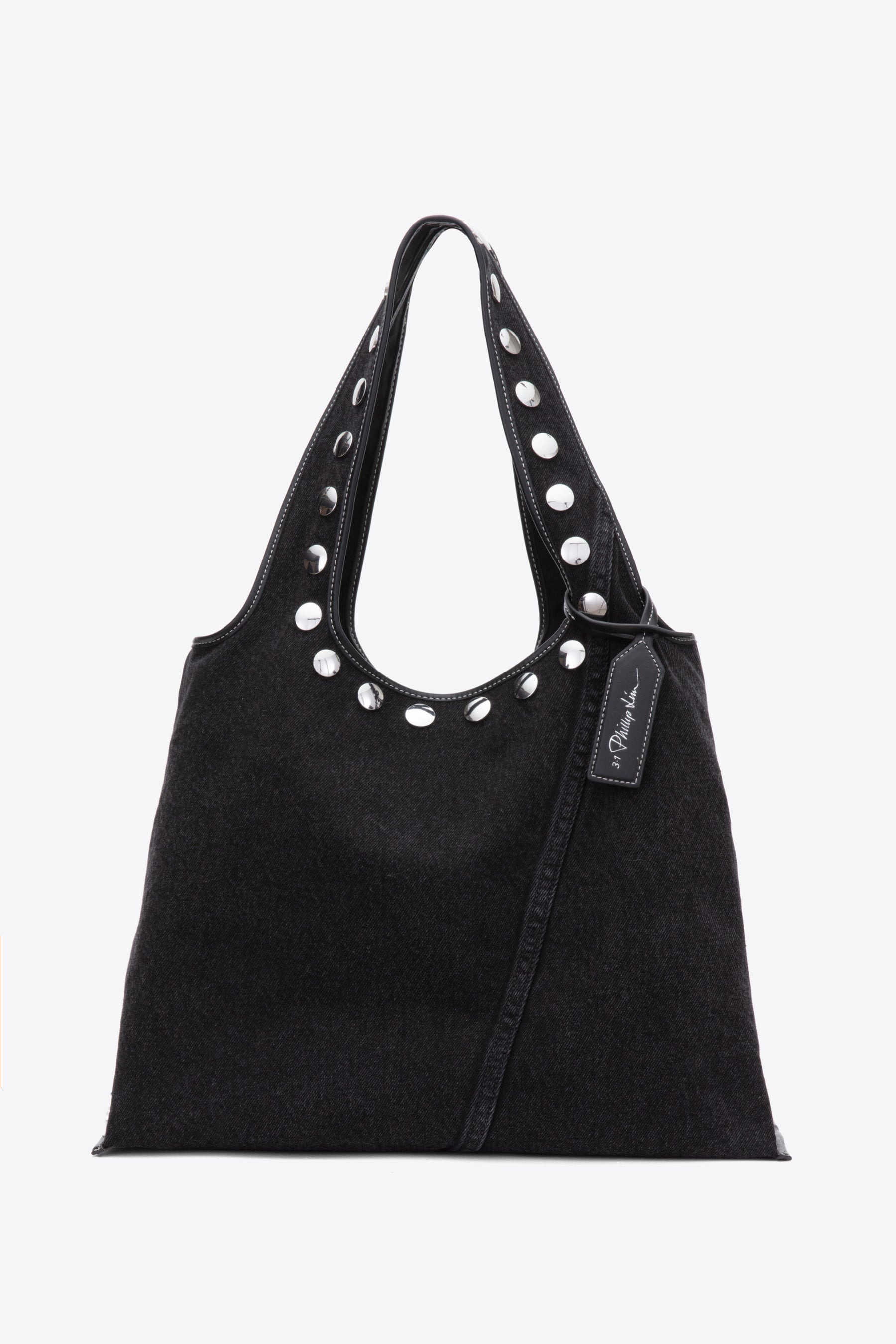 Denim Market Tote with Studs - 2