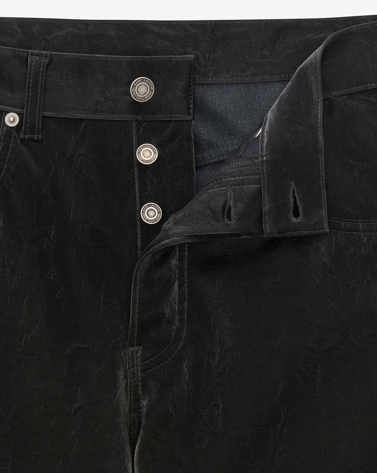long extreme baggy jeans in crinkle black denim - 3