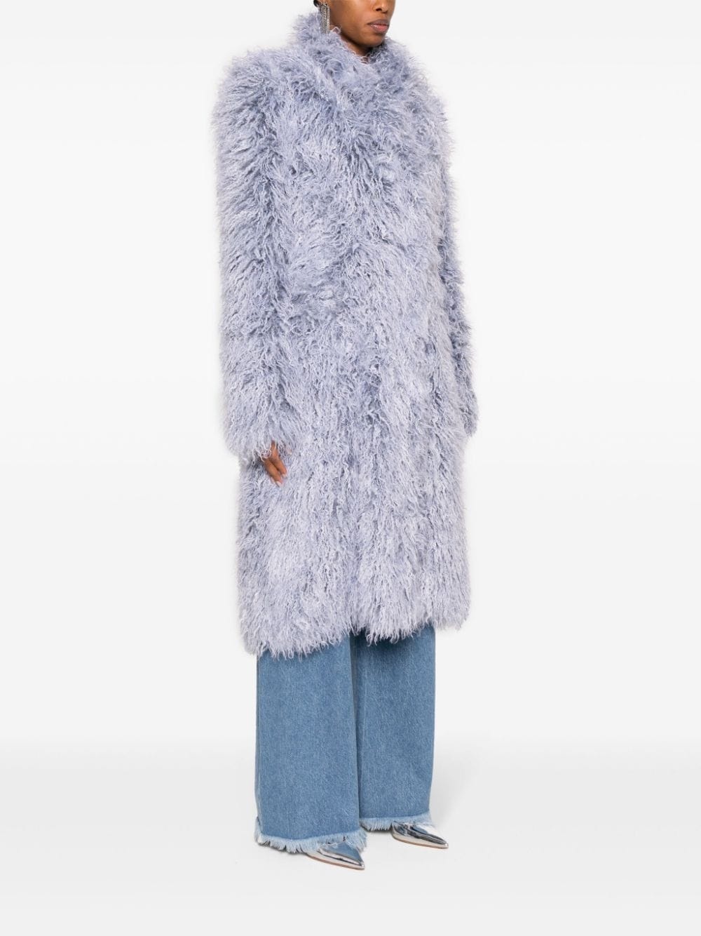 Furry faux-fur midi coat - 3