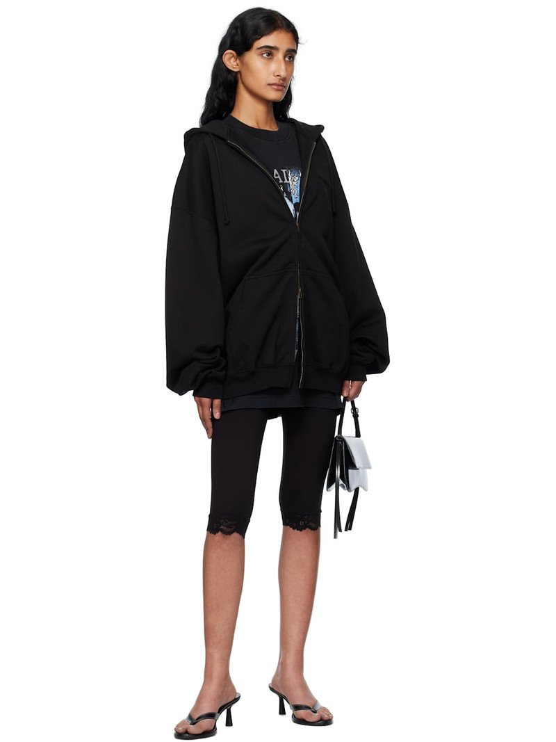 VETEMENTS Black Logo Oversized Zip-Up Hoodie outlook