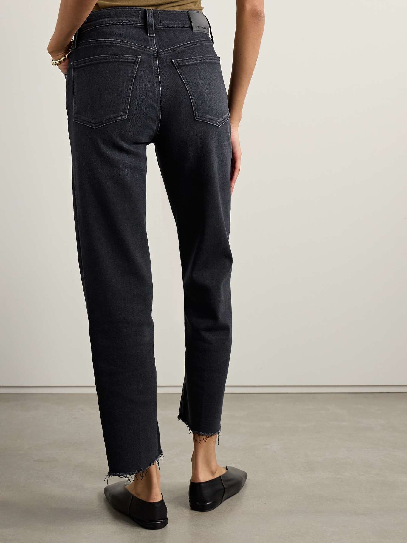 Palma frayed high-rise straight-leg jeans Black - 4