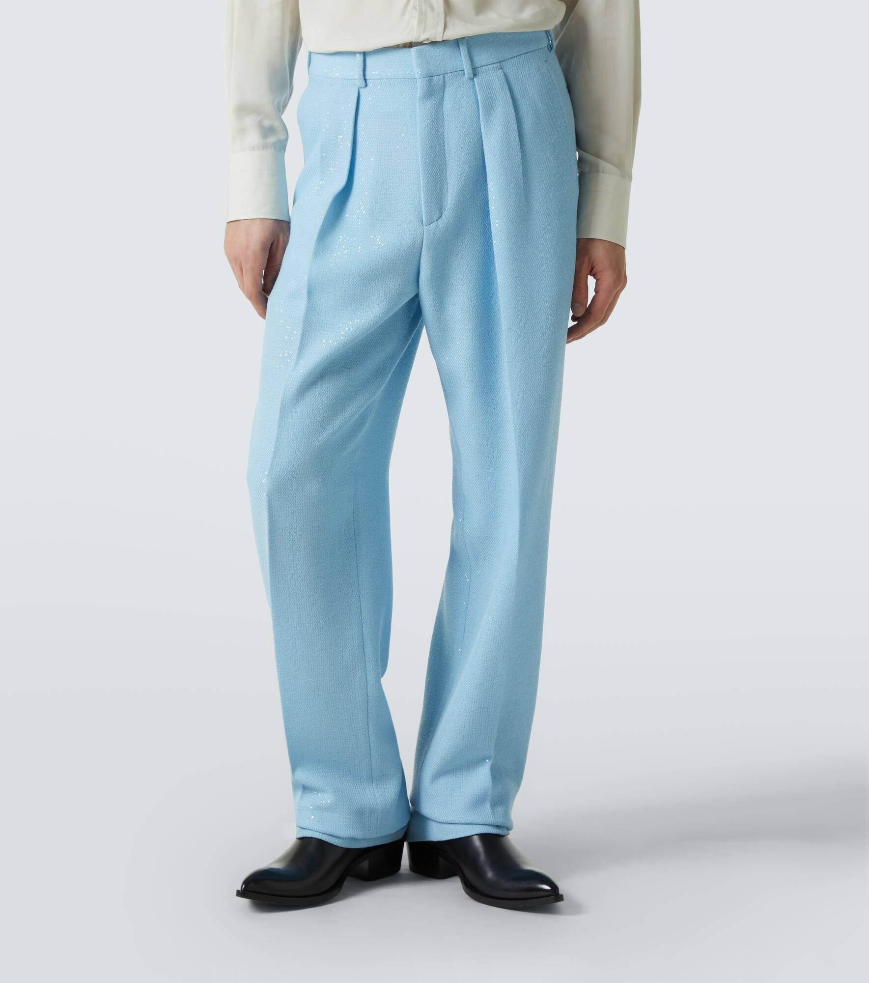 Sequined wool-blend straight pants - 3