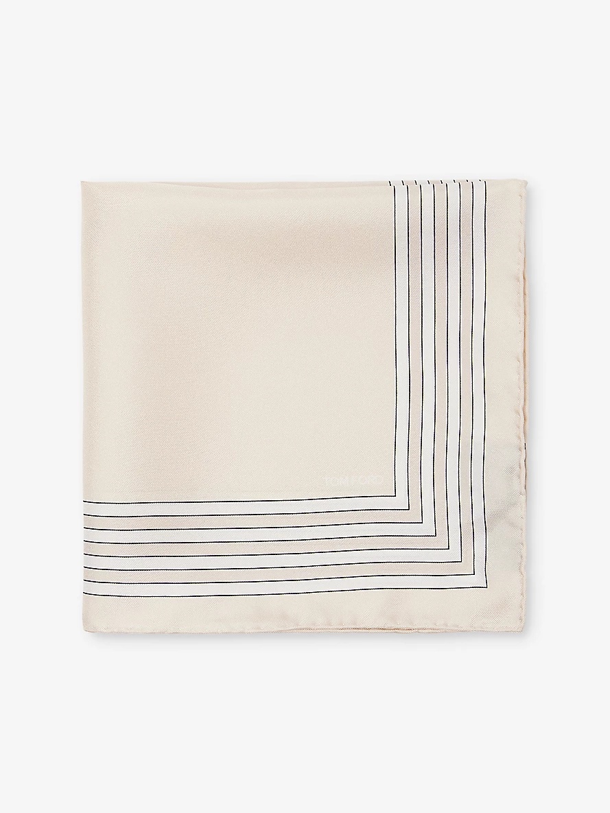 Logo-print silk pocket square - 1