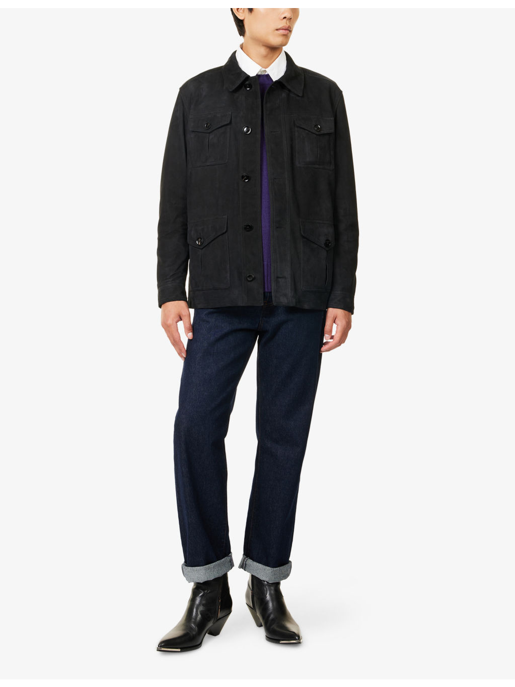 Light Pocket Long-Sleeve Suede Jacket - 2