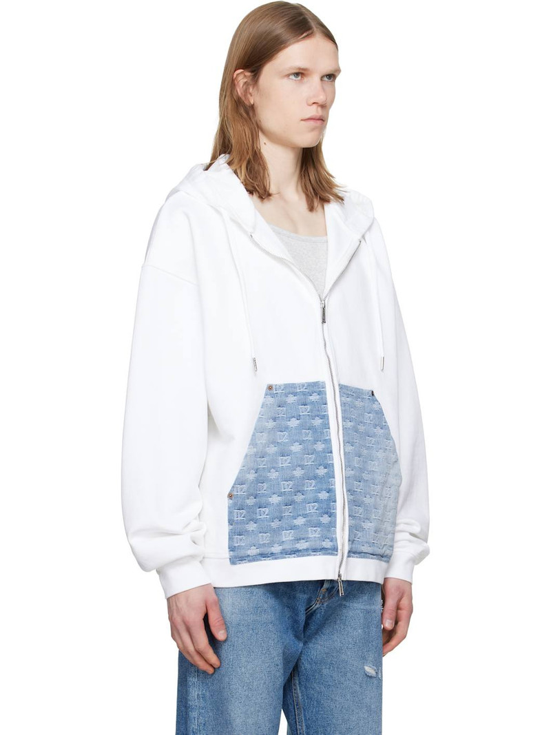 White Denim Mix Relax Zipped Fit Hoodie 2