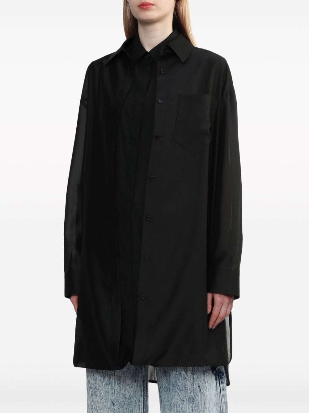 layered longline cotton shirt - 3