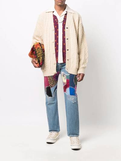 Kapital cable-knit happy-patch cardigan outlook