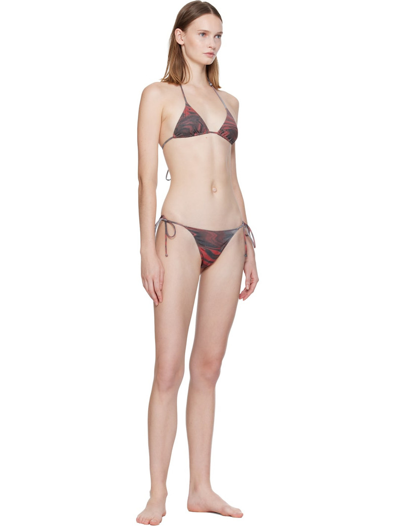 Jean Paul Gaultier Red & Gray Printed Blurry Roses Bikini outlook