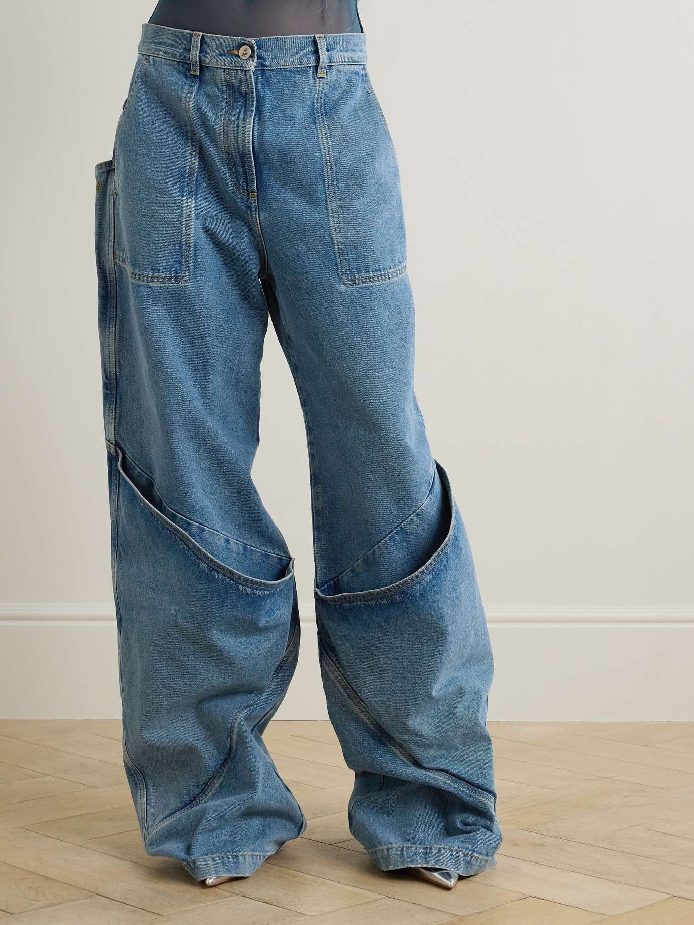 Layered paneled high-rise wide-leg jeans - 3