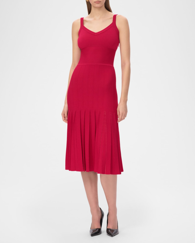 HERVE LEGER The Rosa Pleated Knit Midi Dress outlook