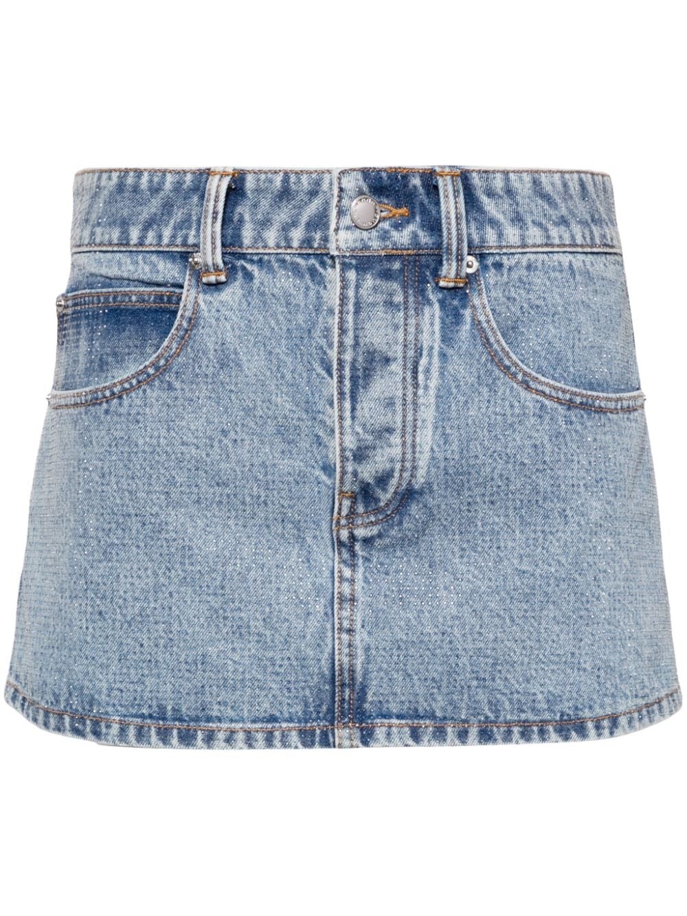 crystal-embellished denim mini skirt - 1