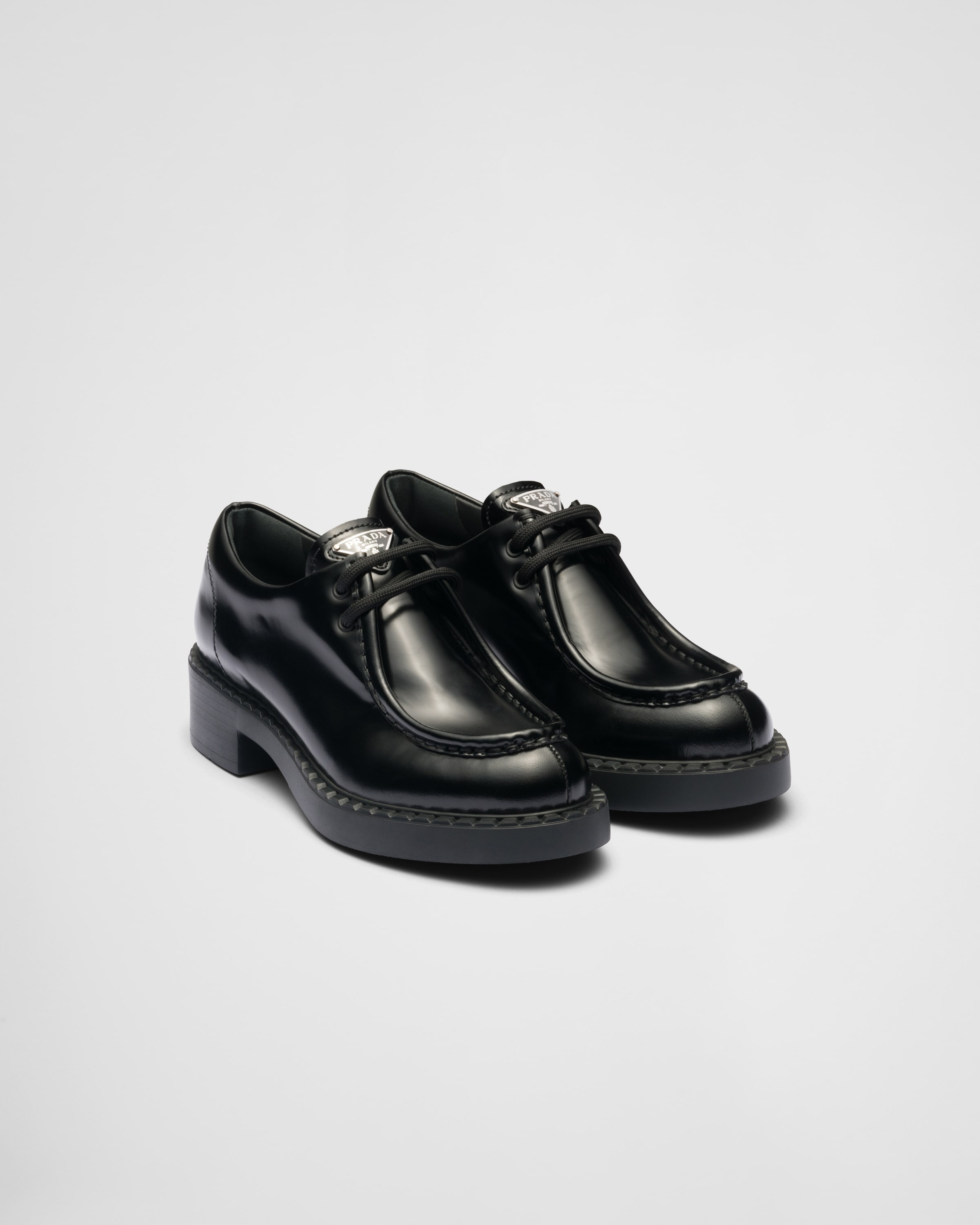 Brushed leather lace-up shoes - 1