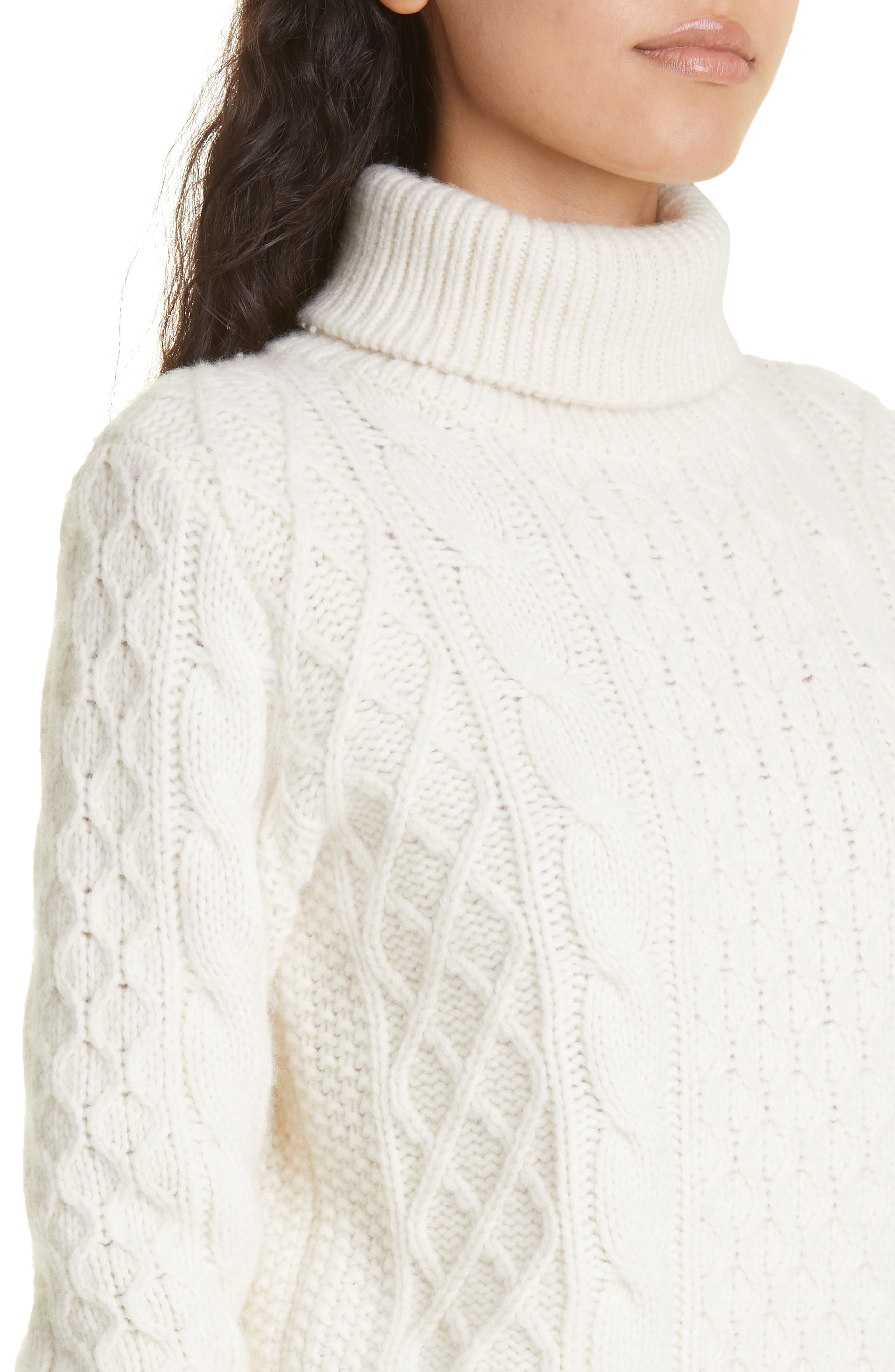 Andrina Wool & Cashmere Cable Turtleneck Sweater - 5