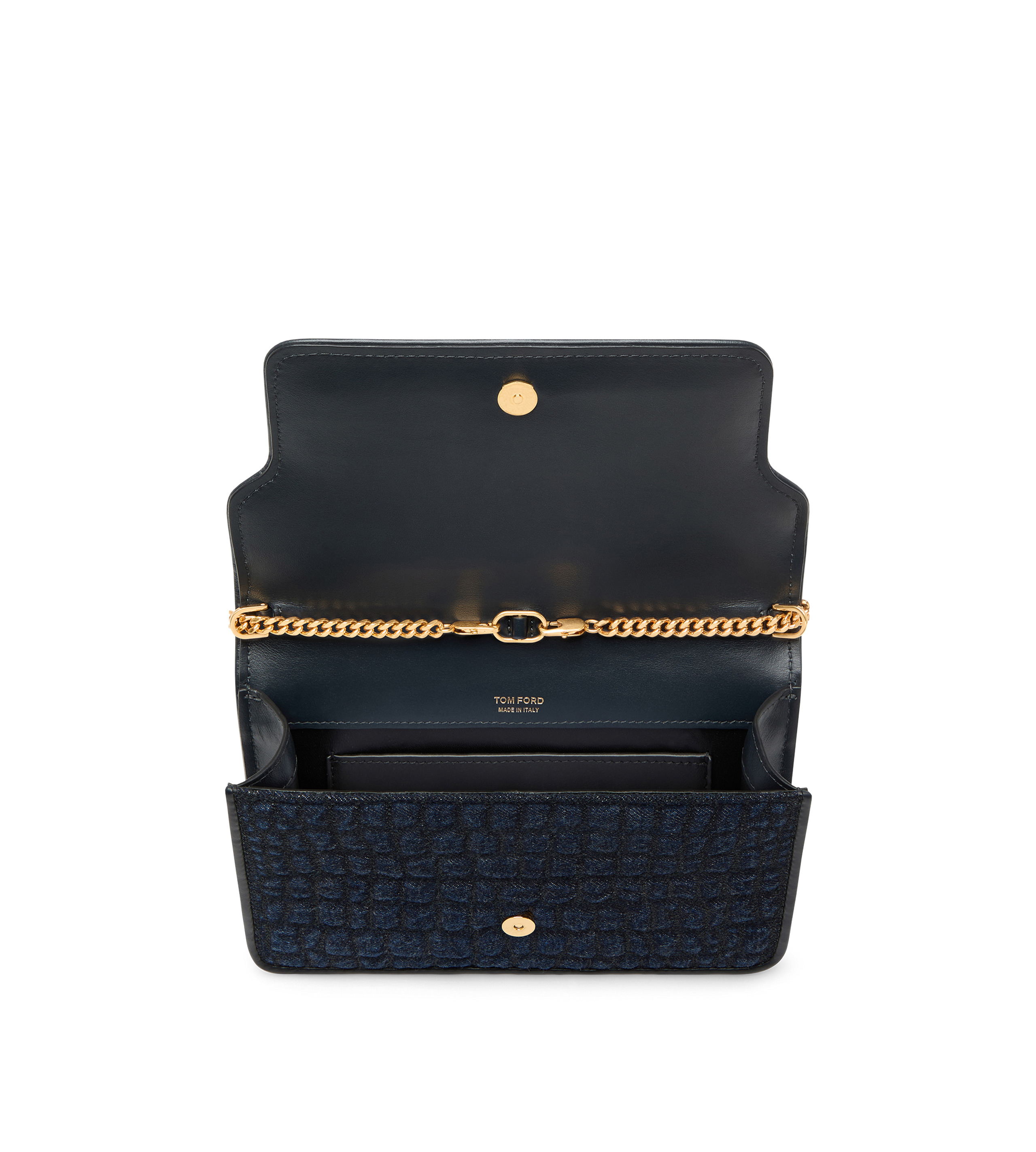 CROC-EFFECT QUILTED DENIM WHITNEY SMALL SHOULDER BAG - 4