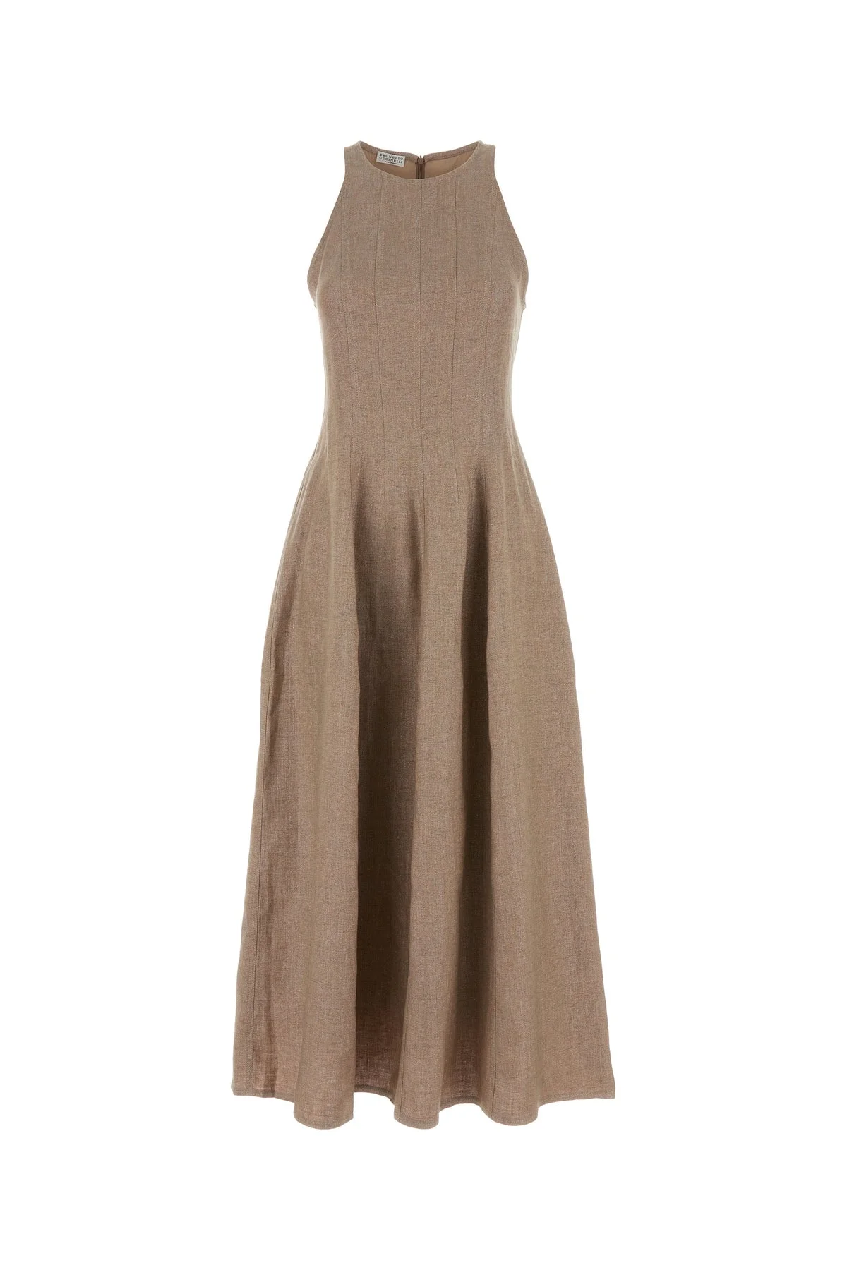 Cappuccino linen blend dress - 1