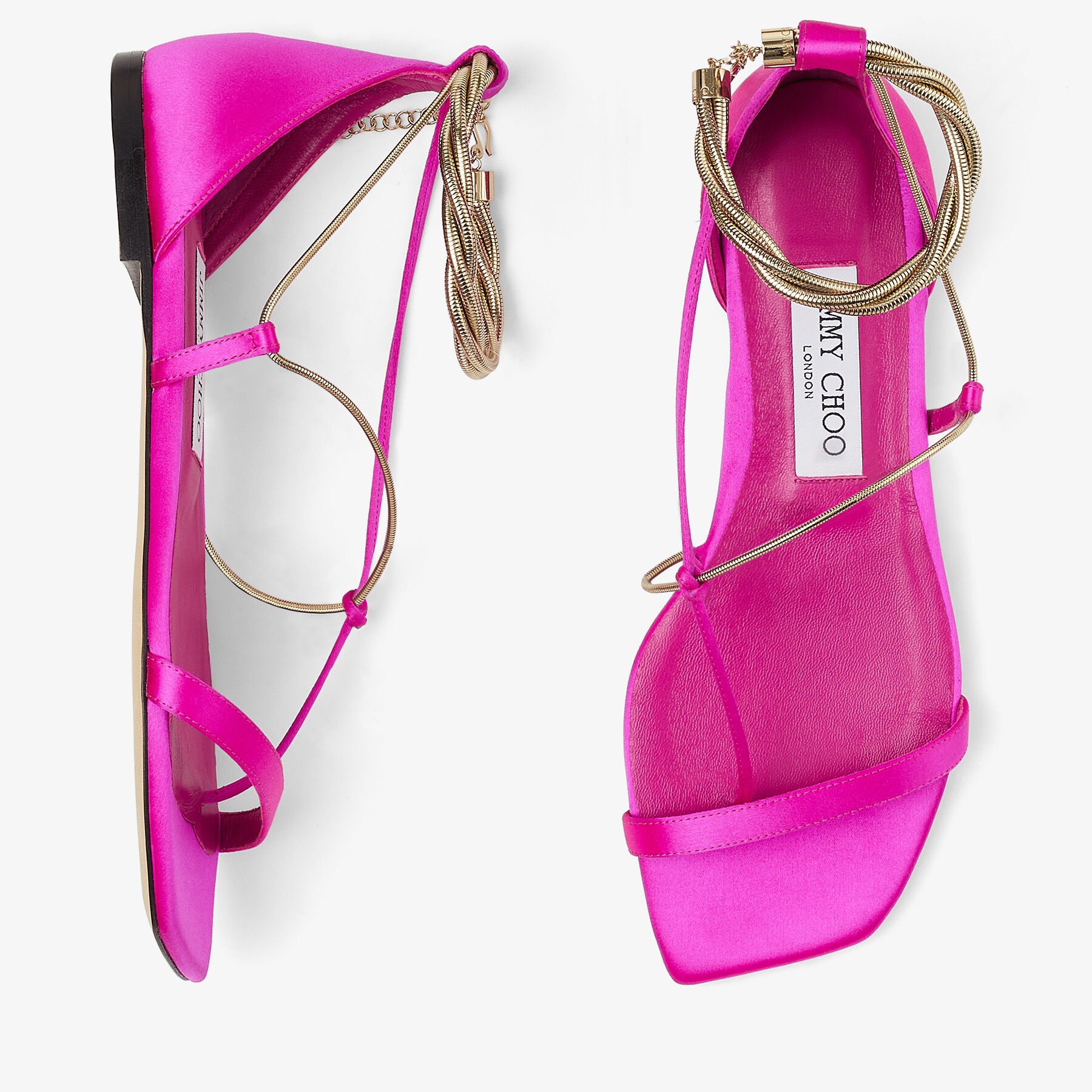 Oriana Flat
Fuchsia Satin Flats with Gold Chains - 5