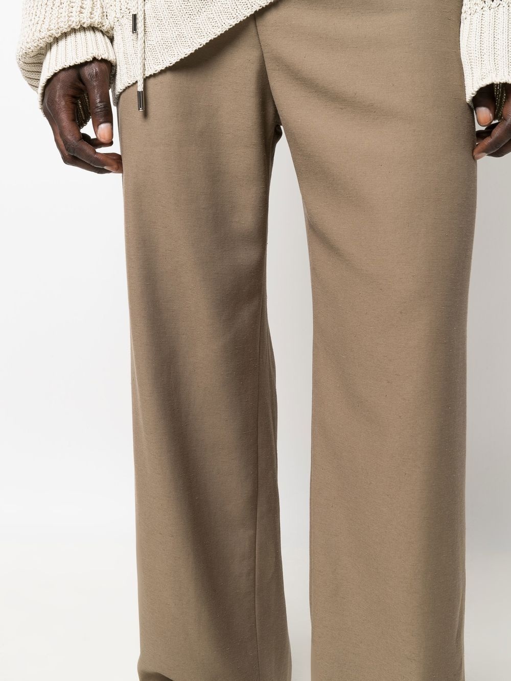 drawcord-waist wide-leg trousers - 5