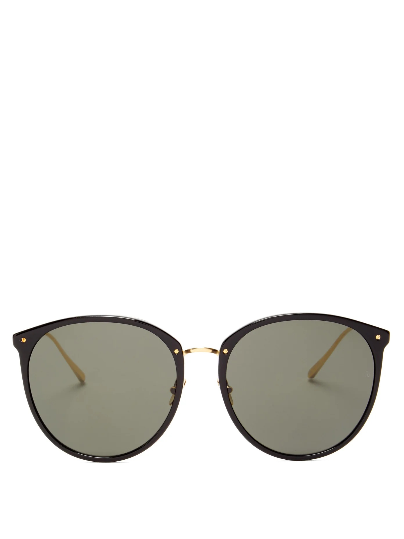 Kings round acetate & 18kt gold-plated sunglasses - 1