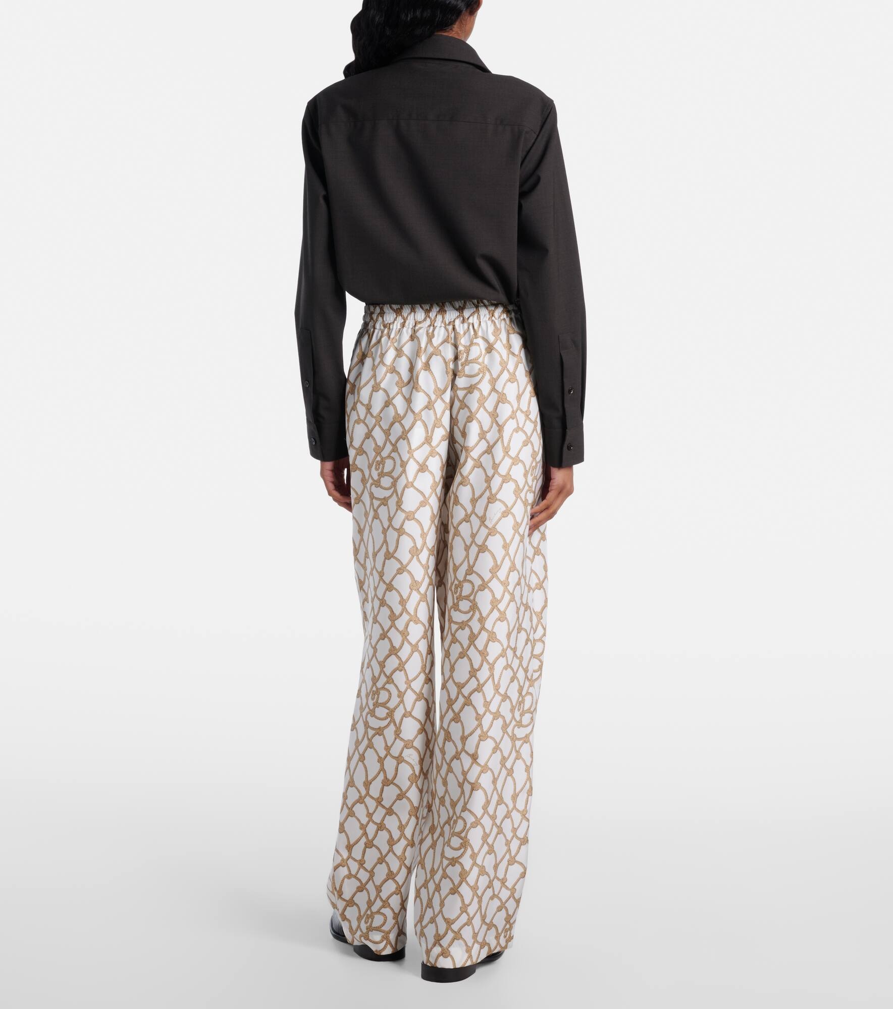 Printed high-rise silk palazzo pants - 3