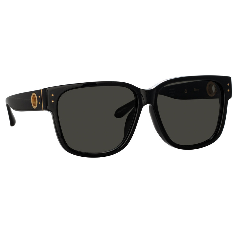 LINDA FARROW MEN'S PERRY D-FRAME SUNGLASSES IN BLACK outlook