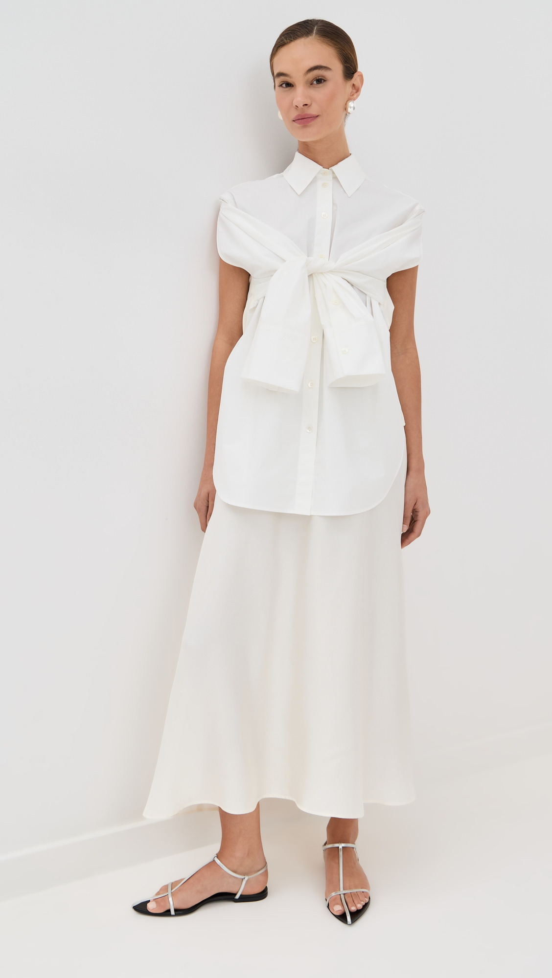 Poplin Silk Combined Gilet Dress - 4