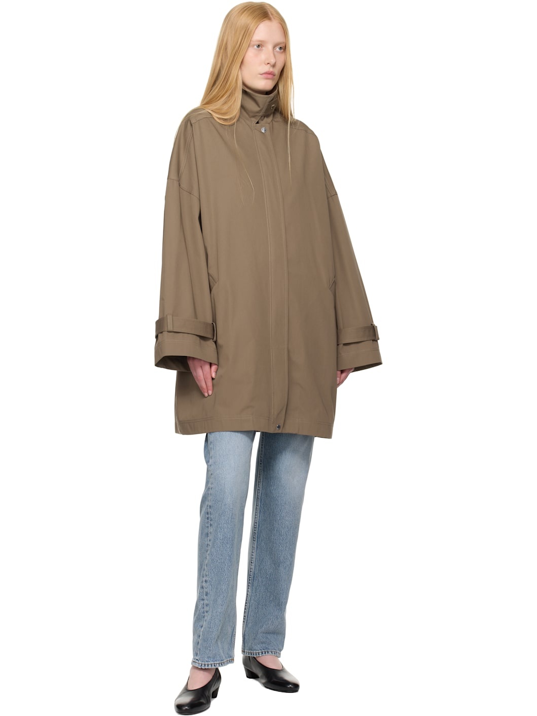 Taupe Oversized Trench Coat - 4