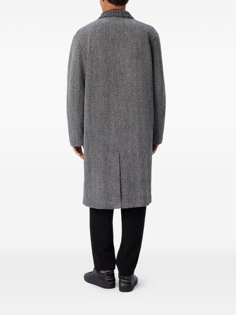 herringbone-patterned coat - 3