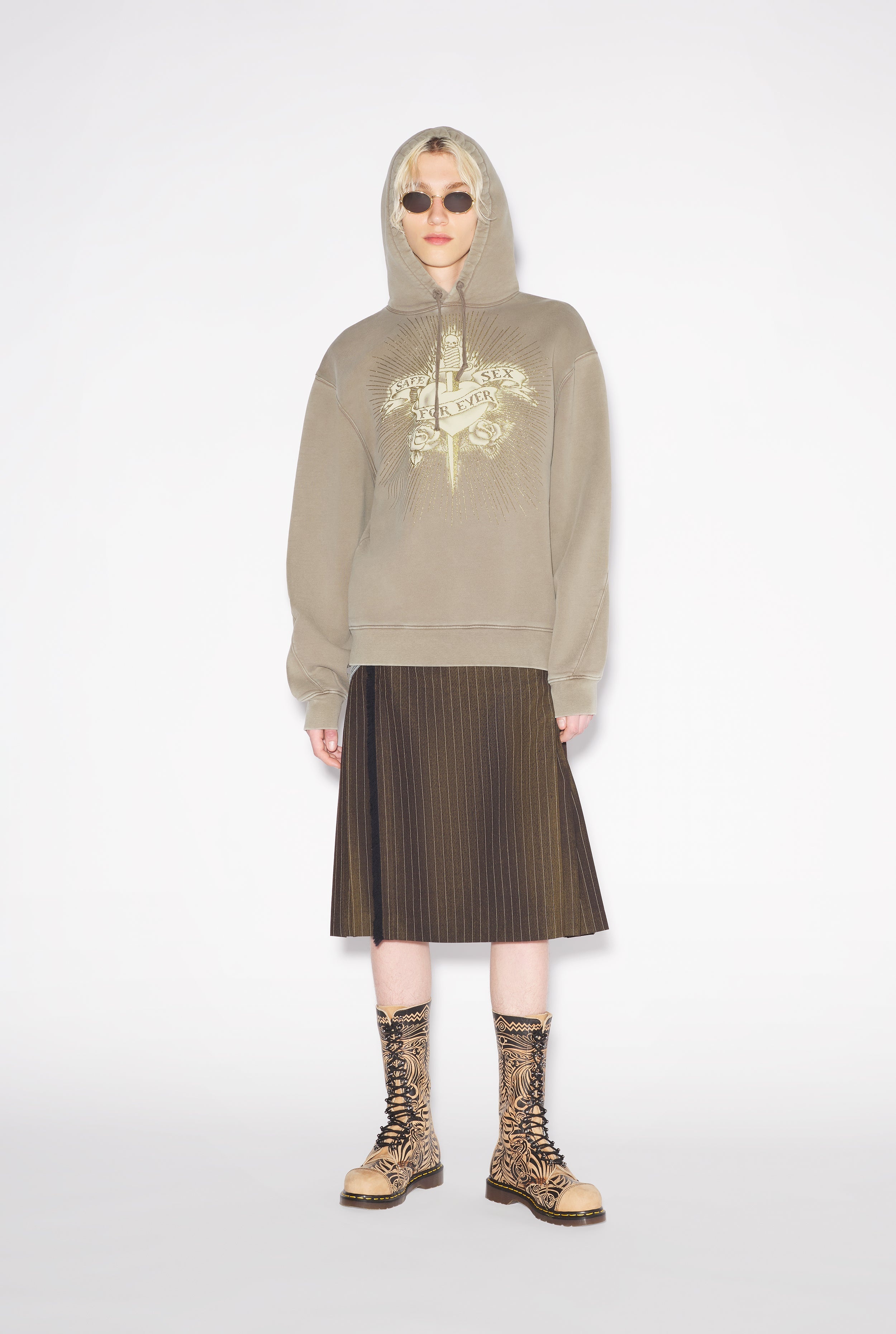 THE TATTOO SAFE SEX KHAKI HOODED SWEATSHIRT - 2